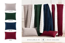 Charisma 3-piece Corduroy and Sherpa Quilt Reversible Set, King 108"x98" Colors