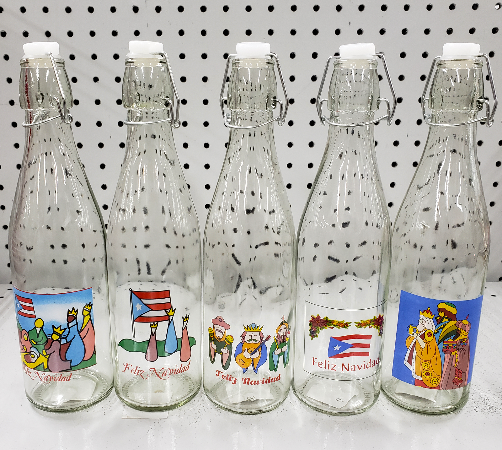 Puerto Rico Holiday Navidad Boricua Flag Xmas 3 King Day Coquito Glass Bottle!