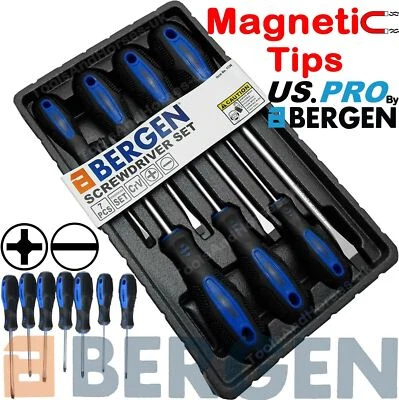 US.PRO BY BERGEN US PRO Magnetic Screwdriver Set 7pc Slotted Straight Phillips PH Driver Tool Set