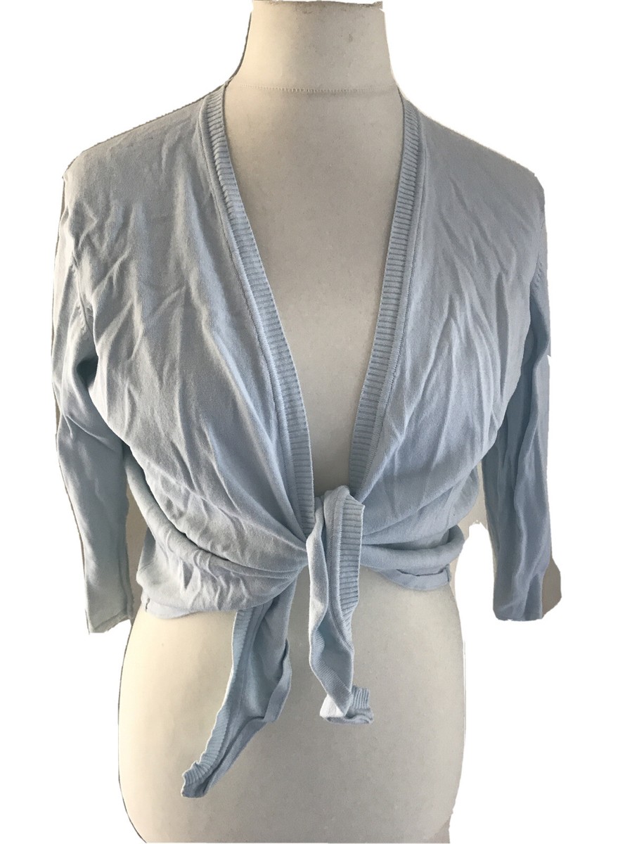 Suzanna Strickjacke XL 42/44 Jacke neuwertig Pastell Hellblau Wickeljacke  Bolero
