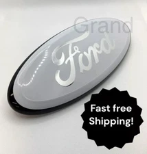 White & Chrome For Ford F150 FRONT GRILLE/ TAILGATE EXPORER EDGE Emblem 9 Inch