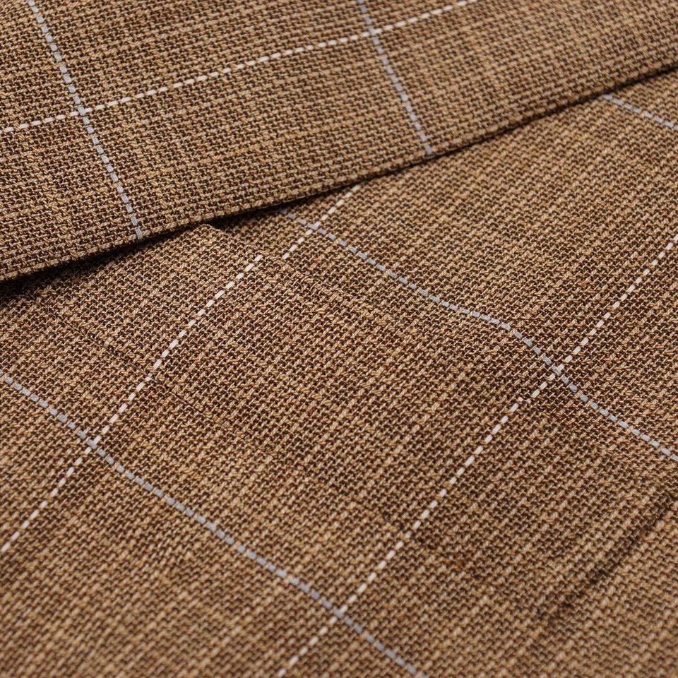 Abrigo deportivo de lana tejido a cuadros marrón cacao D'avenza 44L nuevo con etiquetas $2995 Foto 4 de 4