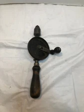 Vintage Hand Drill Wood Handle 10"