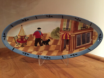 Certified International Jennifer Brinley Bistro 19.5'' Oval Fish Platter EUC RARE
