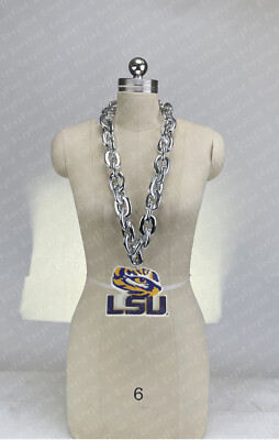 New Louisiana State LSU Tigers Jumbo Silver Big Fan Chain Necklace Foam ...