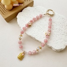 1x Sweet Alloy Cell Phone Chain Charms Cute Natural Stone Crystal Key Chain Gift