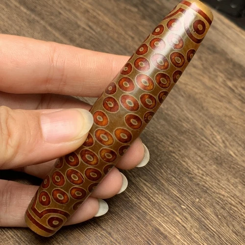 100×20MM Collect Tibetan Style Old Agate One Hundred Eight Eyes Dzi Bead Pendant - Picture 5 of 6