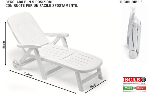 Scab Lettino Prendisole Pieghevole Plastica Lettino Prendisole