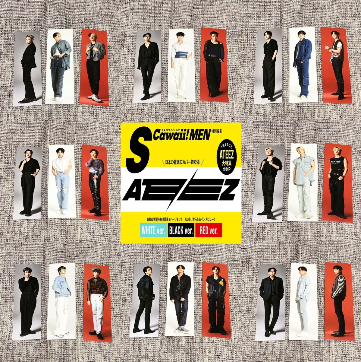 Ateez Full shot Photo card BLACK WHITE RED Ver. Completed
