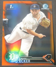 Mark Ecker 2016 Bowman Draft Chrome Orange Refractor Rookie (2/25) Detroit Tiger