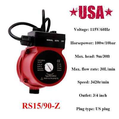 Details about   SHYLIYU 115V/60HZ 100W 3-Speed Automatic Cast-Iron Circulating Booster Pump 