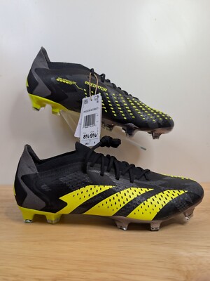 NWOB Adidas Predator Accuracy.1 Low FG Black Solar Yellow Cleats IG0782 Men 8.5