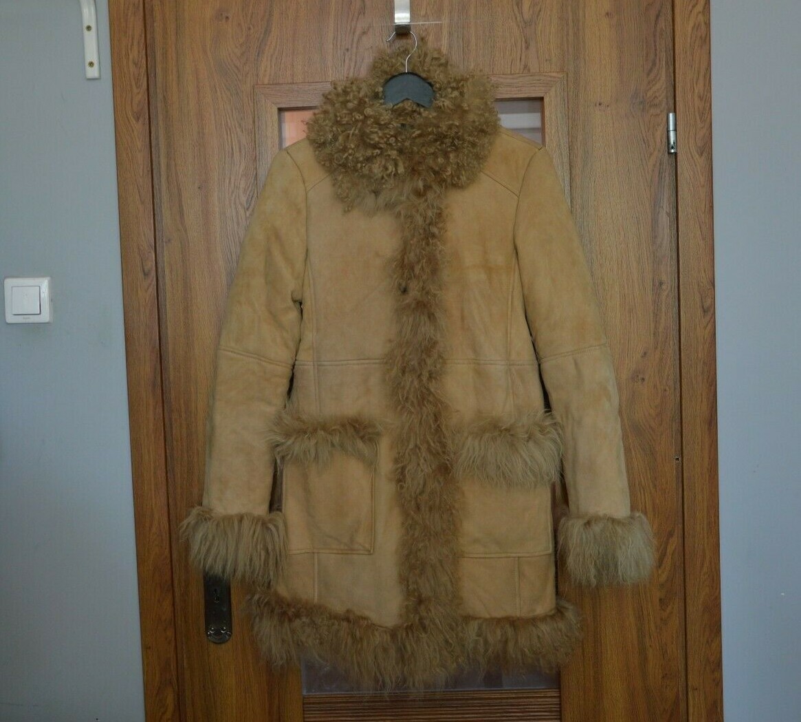 ZARA Studio Real Leather Fur Camel Beige Sheepskin Coat ZARA Studio Real Leather Fur Camel Beige Sheepskin Coat