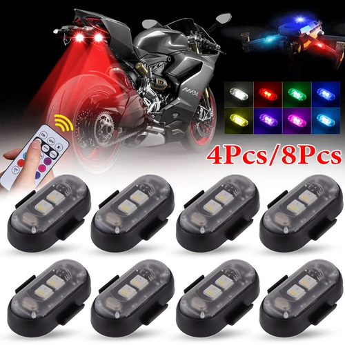 RGB LED Strobe Light Wireless Remote Control For Car Bike Motorcycle Flash Lamps
