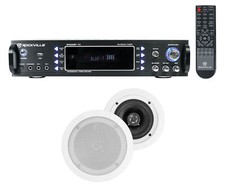 Rockville Home Theater Bluetooth Receiver 2 5.25" White In-Ceiling Speakers