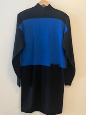 Steve Fabrikant VINTAGE Black Blue Wool Knit Statement Sweater Dress S M