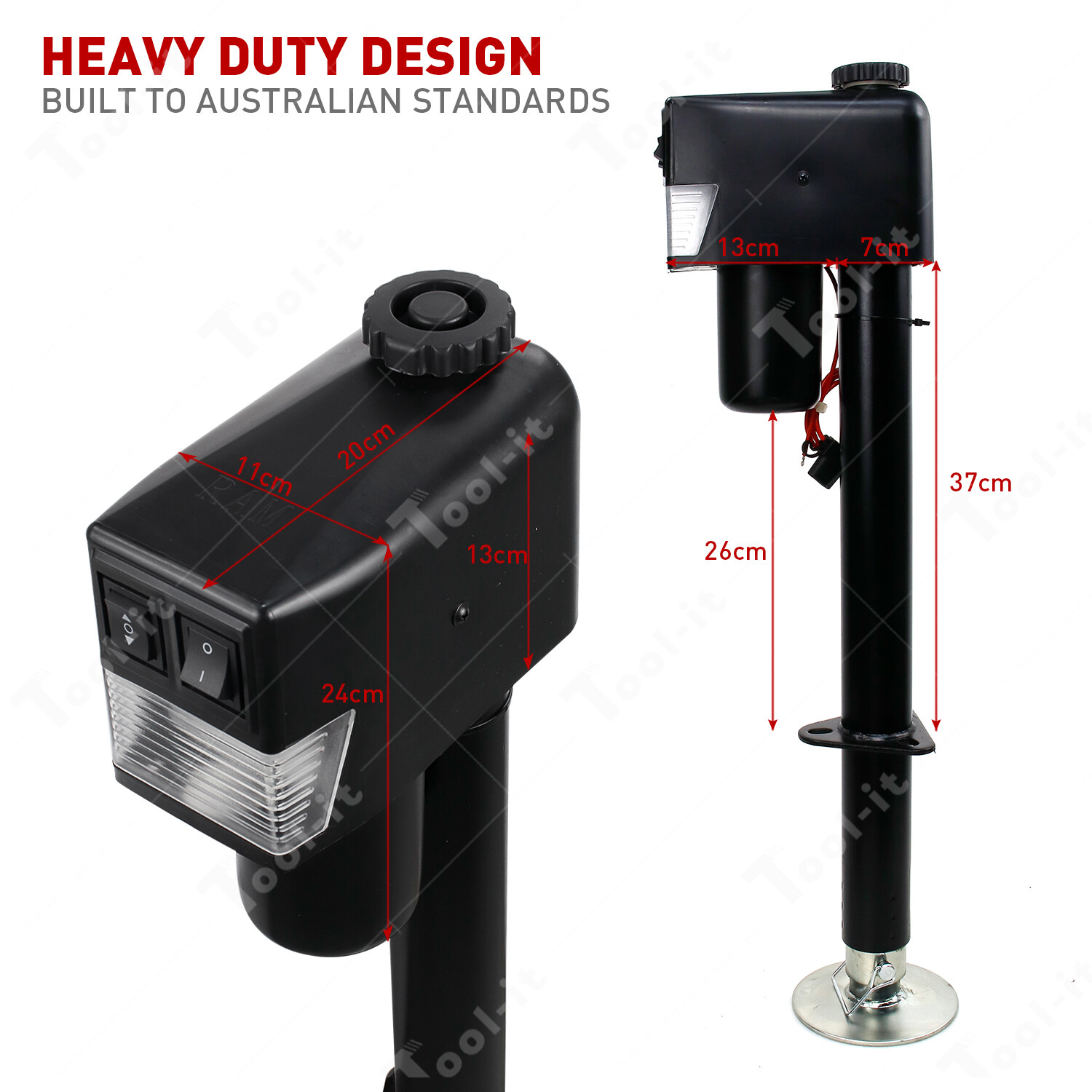 HEAVY DUTY MOTORISED 12V ELECTRIC CARAVAN JACK TRAILER JOCKEY STAND