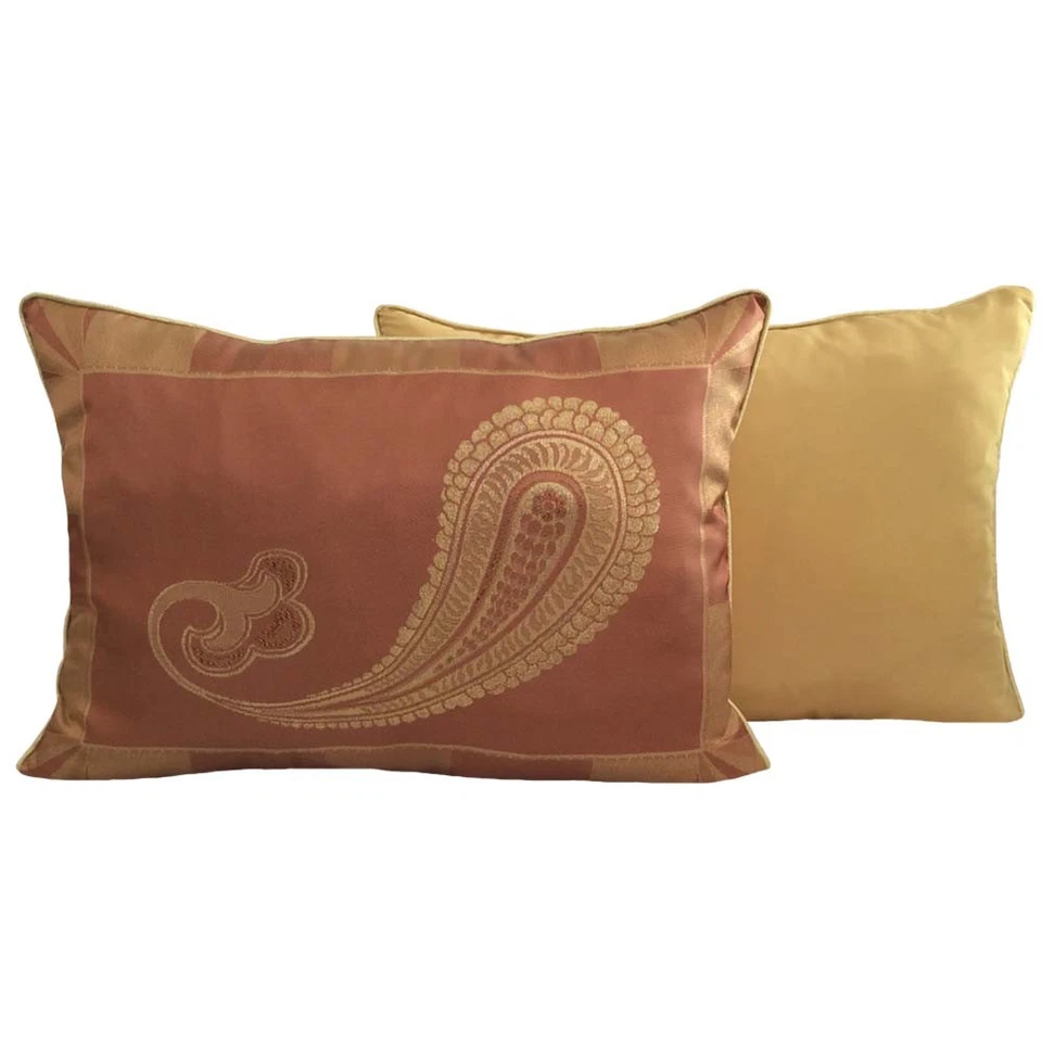 2 fundas de almohada/fundas de cojín de cachemira satinada jacquard cobre tamaño estándar Foto 3 de 4