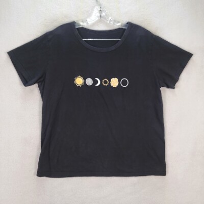 Sun Moon Stars Flower Sunshine Graphic Tee Womens T Shirt Plus Size 1XL FLAW