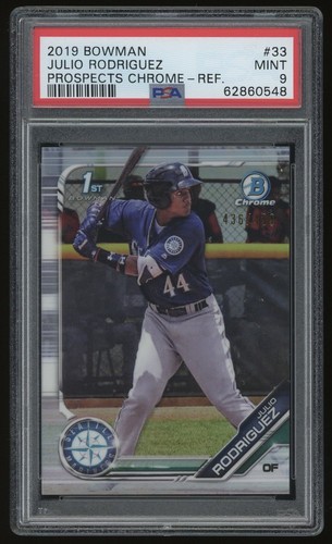 Bowman Chrome Julio Rodríguez Refractor 2019/499 PSA 9 BCP-33 RC - Imagen 1 de 3