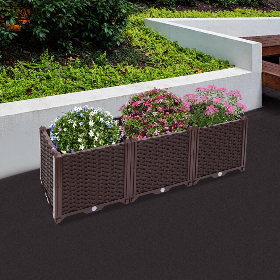 Bed Raised Garden Planter Vegetable Flower Wooden Box Pot Herb Outdoor