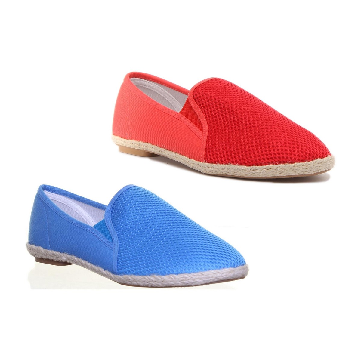 Womens Ladies Flat Sole Slip On Casual Shoe In Red Or Blue Size UK 2-