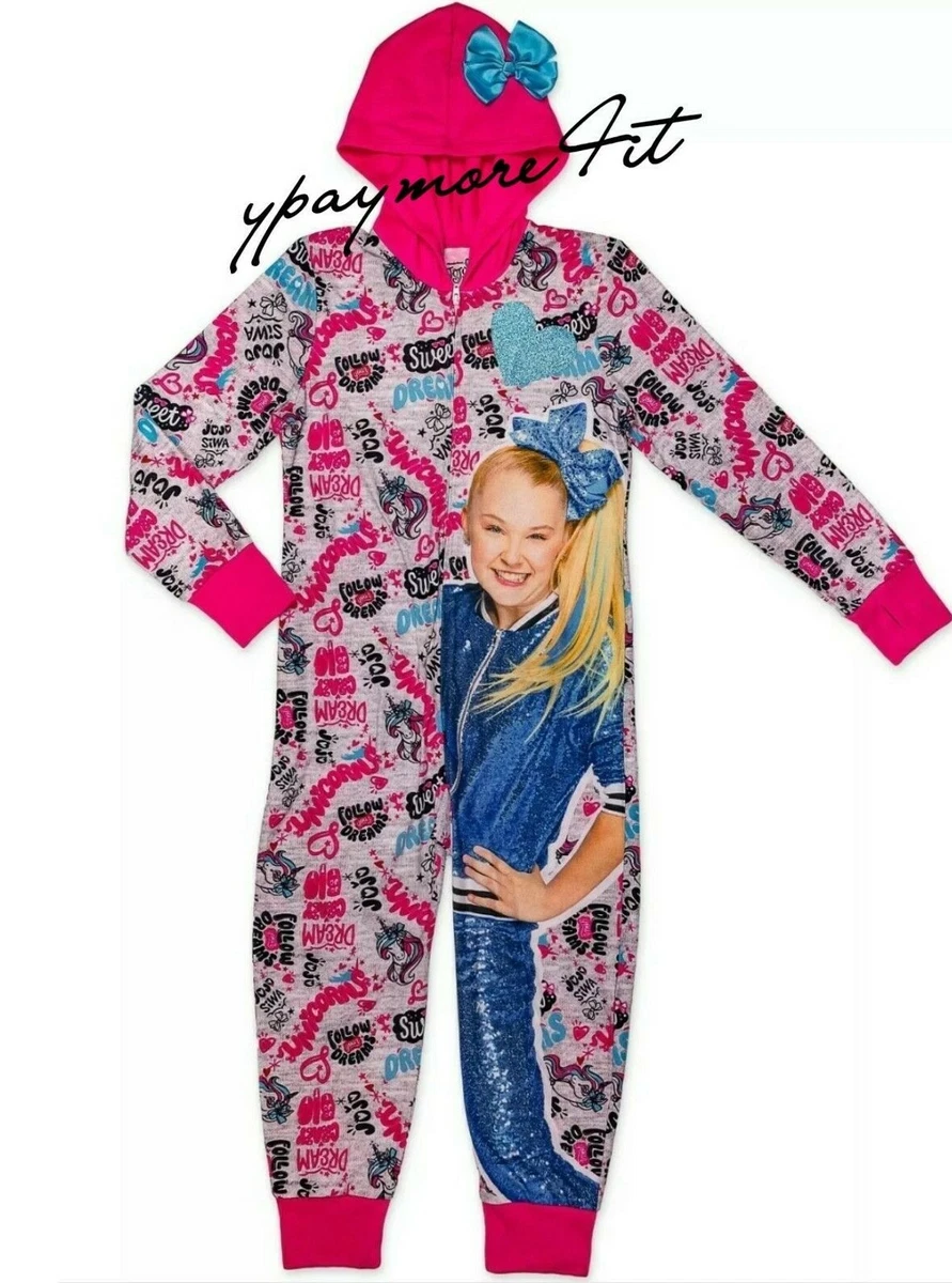 Jojo Siwa Girls Exclusive Hooded Blanket Sleeper Pajamas With 3D Bow Size  6-12 | eBay