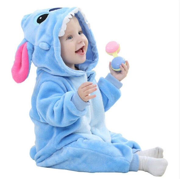 Kids Blue Stitch Warm Birthday Fancy Party Costume Coverall Outfit Unisex Pajama - Image 4 of 4