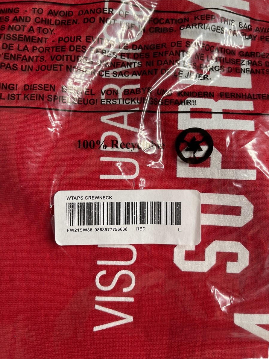 FW21 Supreme x WTAPS crewneck red Sweatshirt size L Large New With