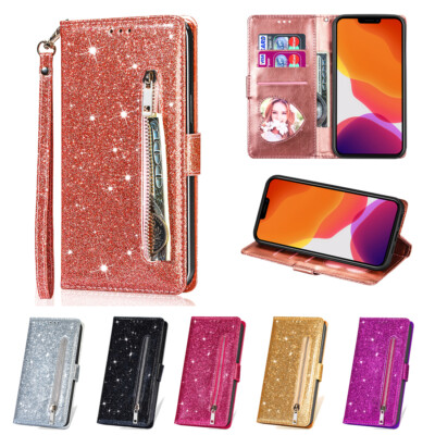 Glitzer Klapp Tasche HandyHülle Flip Case Für Samsung S26 S24 S25 Note 20 Ultra