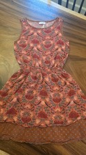 435 Matilda Jane Picking Flowers red orange sleeveless dress, size 12.