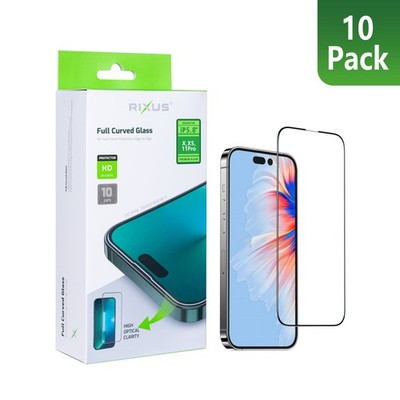 Rixus Clear HD Full Curved Edge Tempered Glass For iPhone X, XS, 11 Pro (10-Pack