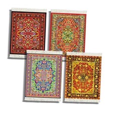 Oriental Rug 4 Piece Set of Absorbent Drink Rug Coasters - Vintage Aesthetic