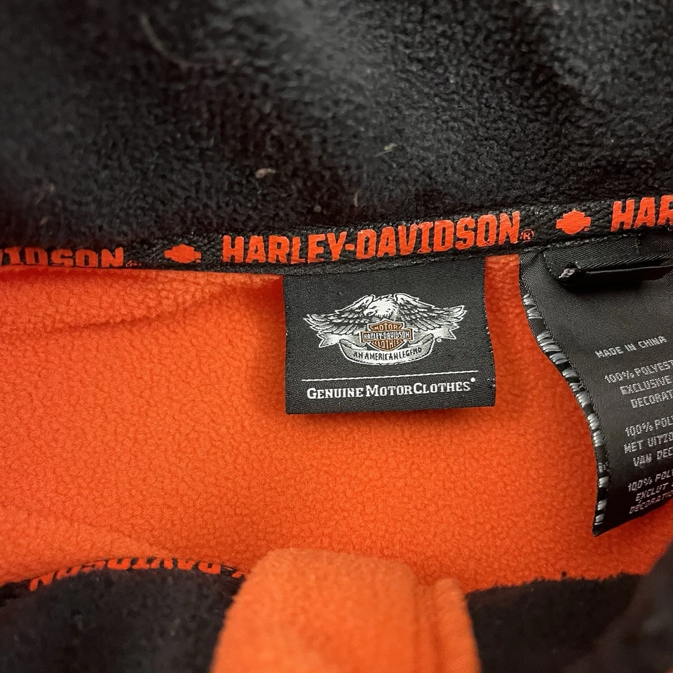 Suéter Harley Davidson Para Hombres XL Naranja 1/4 Cremallera Polar Pullover Motociclista Motocicleta Foto 4 de 4