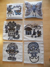 6 - Vintage Embroidered Peruvian Tribal Throw Pillow - 4 Not Filled - FREE SHIP