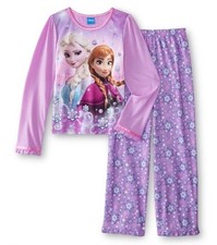 Disney FROZEN Pajamas Girl's 10/12 NEW Shirt Pants Fleece Pjs Set Elsa Anna NWT