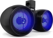 Pyle PLMRWK81BK Dual 8" Marine Black Wakeboard Speaker w/ LED Lighting