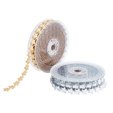 32.8 Yards 2 Rolls Star Theme Ribbon Lace Trims, 0.61" Gold silver-star