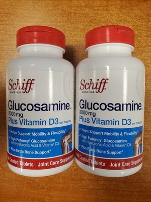 2 Pk: Schiff Glucosamine 2000mg+Vitamin D3 150 Tabs ea (Exp 8/31/27) 1875-R3P1
