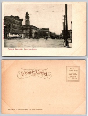 Canton Ohio Public Square Clock Tower E.C. Knopp Early 1900s Postcard