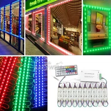 10-100ft 3 LED Module Light 12V 5050 SMD Outdoor Lamp Waterproof+Remote+US Power