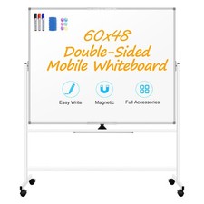 Rolling Mobile Dry Erase Board Magnetic Whiteboard w/ Stand 60 x 48 Double Sided