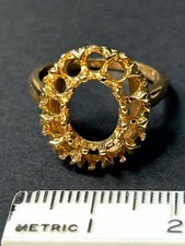 Bague vintage or 14 carats ovale halo semi monture sertie 6x8mm 4,77g taille 5,5