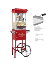 Movie Theater Popcorn Machine Maker Popper with Cart and 8 oz Kettle