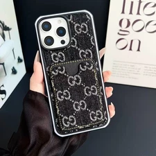 For iPhone 16 15 Pro Max 14 13 12 Card Holder Luxury Shockproof Phone Case Cover