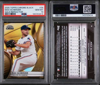 #ad #ad 2025 Topps Chrome Black Max Scherzer Gold Refractor 23 50 Texas Rangers MLB $44.95