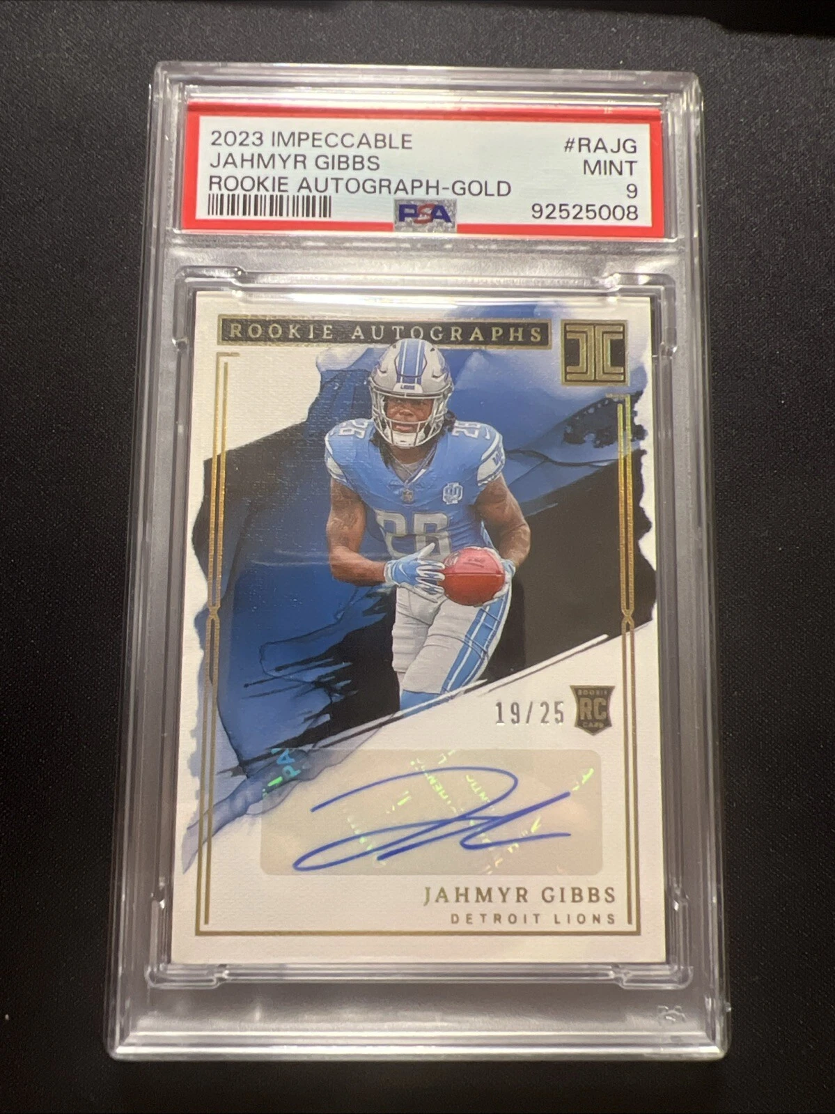 Jahmyr Gibbs Panini Impeccable Rookie Autographs #RAJG Gold