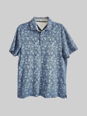 BRAX FEEL GOOD TWO TONE MENS SZ XL BLUE FLORAL PRINT POLO SHIRT SS