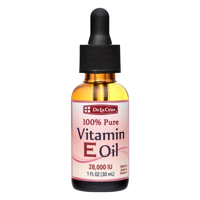 De La Cruz 100% Pure Vitamin E Oil 28,000 IU, No Preservatives, 1 FL. OZ. 