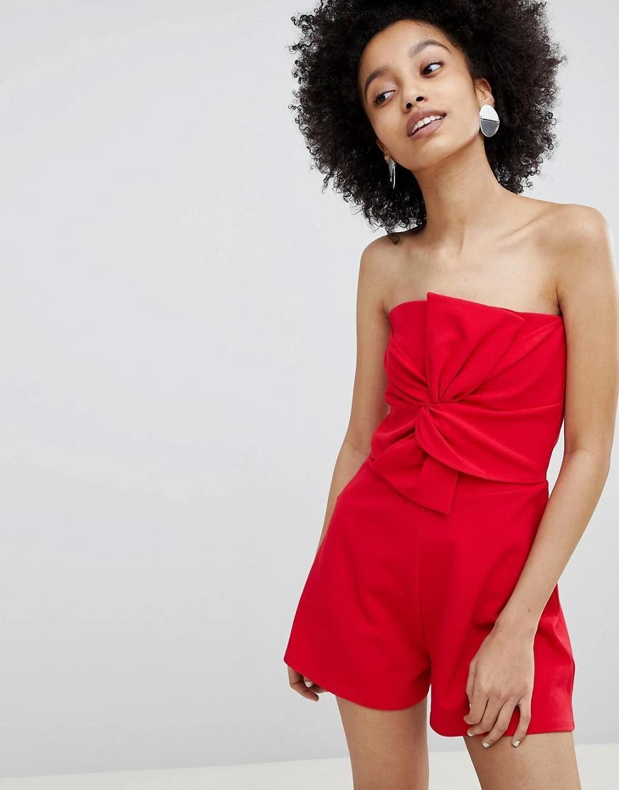 NEW MISS SELFRIDGE RED BOW FRONT BANDEAU PLAYSUIT PARTY WEDDING